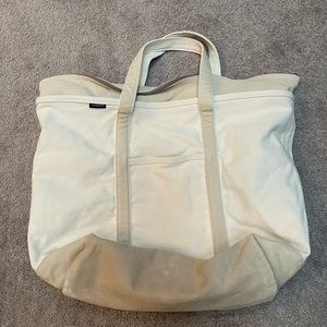 Lands' End Cream and Tan Tote Bag